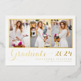 Class of 2024 Photo Collage Graduation Foil Invitation