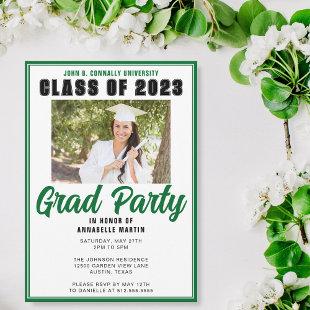 Class of 2024 Photo Modern Green Graduation Party Invitation