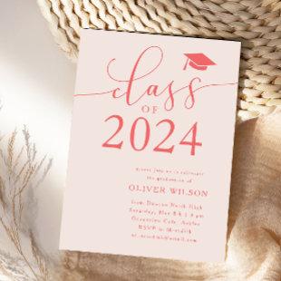 Class of 2024 Pink Graduation Party  Invitation