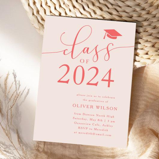 Class of 2024 Pink Graduation Party  Invitation