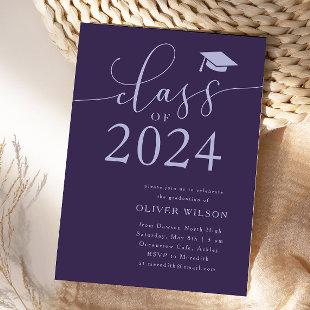 Class of 2024 Purple Graduation Party  Invitation