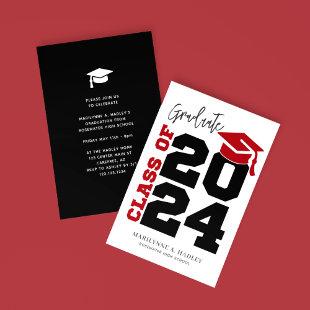 Class of 2024 Red and Black Graduation Invitation