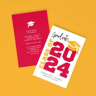 Class of 2024 Red and Gold Graduation Invitation