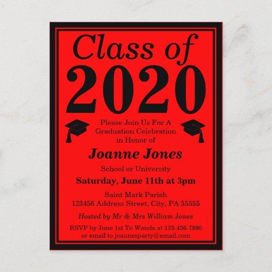 Class of 2024 Red Black Graduation Invitation Postcard
