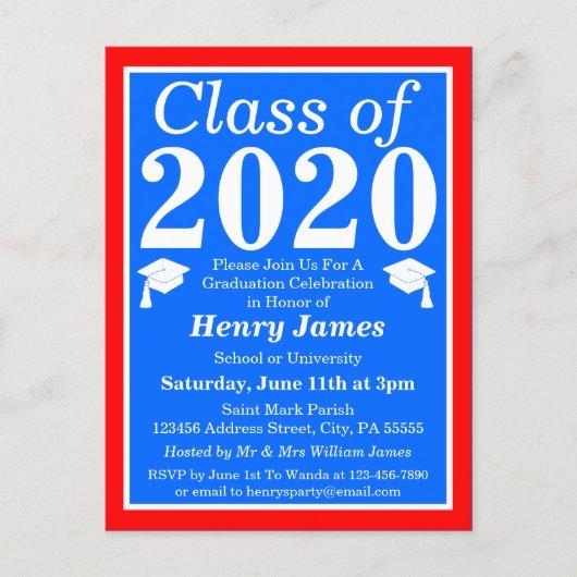 Class of 2024 Red White Blue Graduation Invitation Postcard