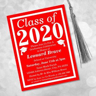 Class of 2024 Red White Graduation Invitation Postcard