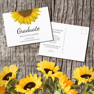 Class of 2024 Rustic Sunflower Graduation Party  Invitation Postcard