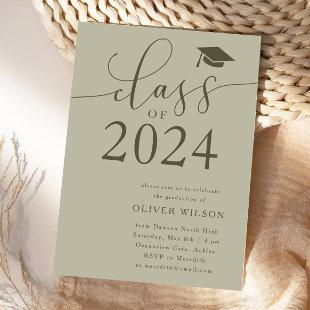 Class of 2024 Script Sage Green Graduation Party  Invitation
