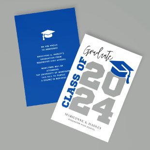 Class of 2024 Simple Blue Graduation Announcement