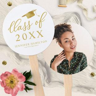Class Of 2024 Simple Elegant 1 Photo Graduation  Hand Fan