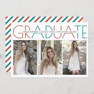 Class of 2024 terracotta and teal graduation photo invitation