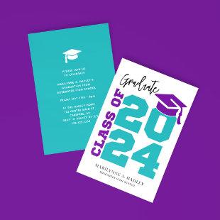 Class of 2024 Turquoise and Purple Graduation Invitation