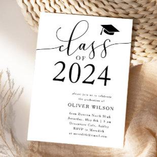 Class of 2024 White Graduation Party  Invitation