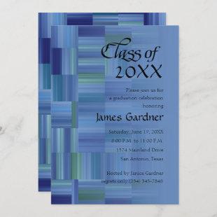 Class of 20XX  Color Blocks and Stripes Blue Green Invitation