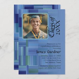 Class of 20XX  Color Blocks and Stripes Blue Photo Invitation