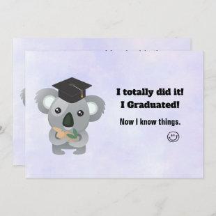 Class of 20xx Cute Koala Bear in Graduation Cap Invitation