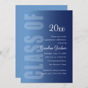 Class of 20XX Graduation Any Color with Navy Fade Invitation
