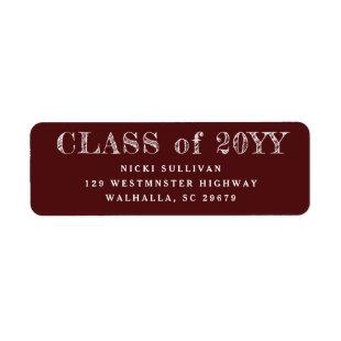 Class of 20XX maroon graduation return address Label