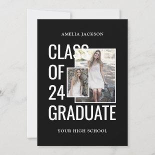 Class Of 24 Black & White Photos Graduation Announcement