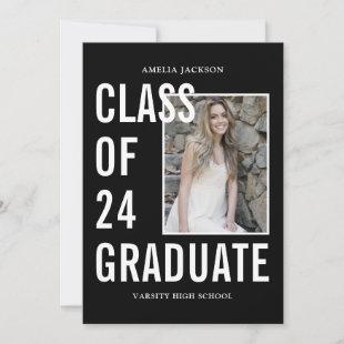 Class Of 24 Black & White Photos Graduation Party Invitation
