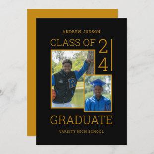 Class Of 24 Photo Bio School Colors Graduation  Invitation
