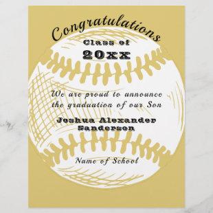 Class of  Baseball Graduation Announcement  Letterhead
