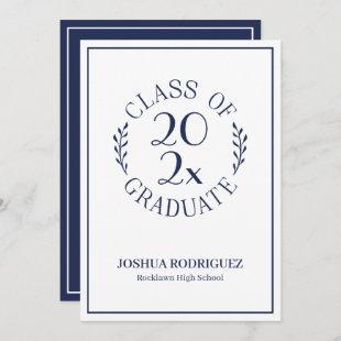 Class of Graduate Classic Navy White Typography Announcement
