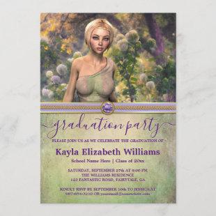 Class of Graduate Purple Green Graduation Party Invitation