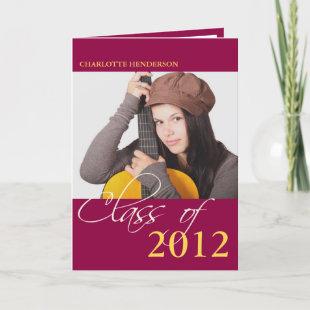 Class of maroon red graduation photo announcement