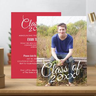 Class of Year Script with Graduation Photo Invitation