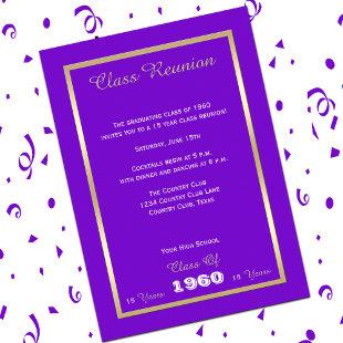 Class Reunion Your Year Purple and Gold Invitation
