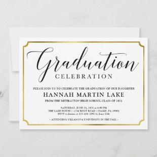 Classic 2021 Gold and Black Graduation Invitation