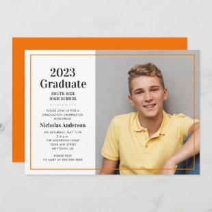 Classic 2023 Graduate Orange Photo Graduation Invitation