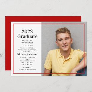 Classic 2023 Graduate Photo Red Graduation Invitation