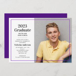 Classic 2023 Graduate Purple Photo Graduation Invitation