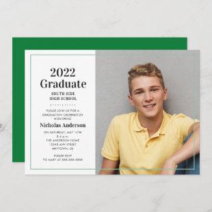 Classic 2023 Green Graduate Photo Graduation Invitation