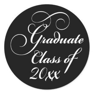 Classic Black and White Graduation Class Of Grad Classic Round Sticker