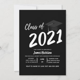 Classic Black and White Graduation Party  Invitation