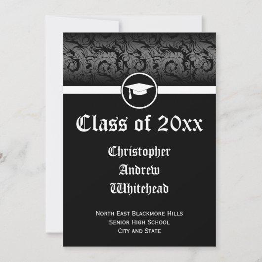 Classic Black Graduation Announcement