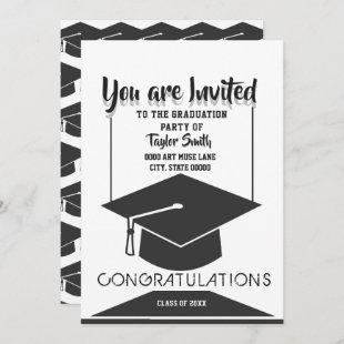 Classic Black & White Graduation Party Invitations