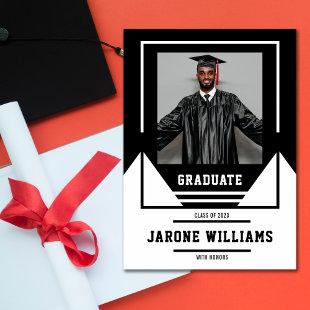 CLASSIC BLACK WHITE Photo Graduation Announcement