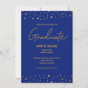 Classic Blue Gold Celebrate Graduate Invitation