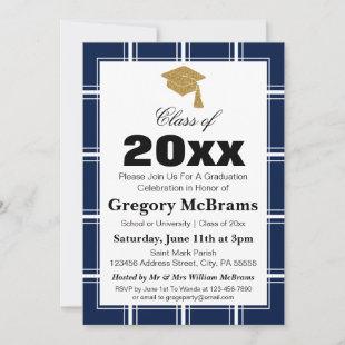 Classic Blue Graduation Party Invitation