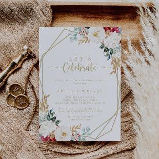 Classic Gold Floral Let's Celebrate Party  Invitation