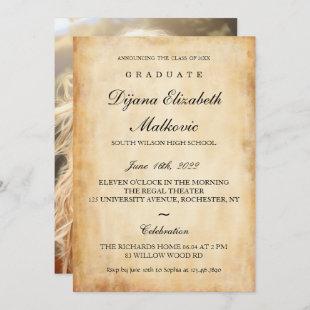 Classic I Old Paper Graduation Invitation