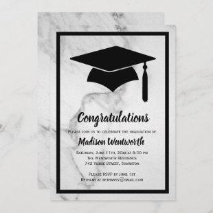 Classic Marble Graduation Invitation - black