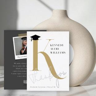 Classic Monogram Letter K Modern Graduation Cap Foil Invitation