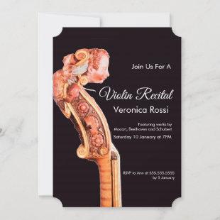 CLASSIC MUSIC CONCERT,RECITAL Violin Scroll Brown Invitation