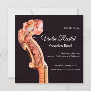 CLASSIC MUSIC CONCERT,RECITAL Violin Scroll Invitation