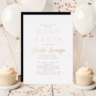 Classic Rose Gold Script Graduation Party  Foil Invitation